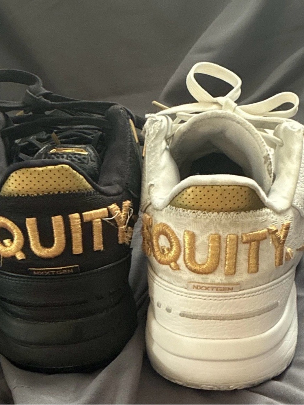Men's Athletic Sneakers in Black & White with Gold Embroidery